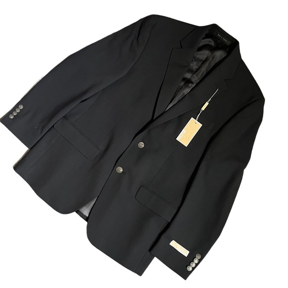 NWT MICHAEL KORS DARK NAVY TWO BUTTON WOOL BLEND SUIT JACKET SIZE 40 - Picture 2 of 10